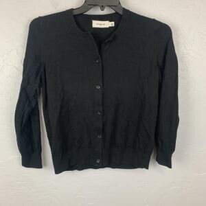 Coach 1941 Cardigan Sweater Womens Large Black Preppy Quiet Luxury Old Money